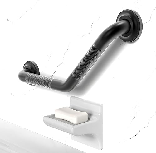 Miniatura 3 de Barra de agarre en ángulo de 1-14 x 16 pulgadas para montaje de pernos con agarre moleteado, ayuda de movilidad de baño, compatible con ADA, soporte