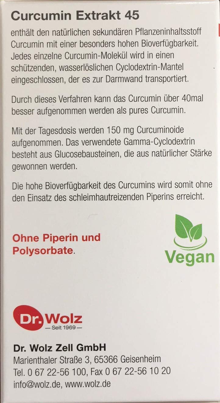 Dr. Wolz Curcumin Extrakt 45, 3 x 90 Kapseln