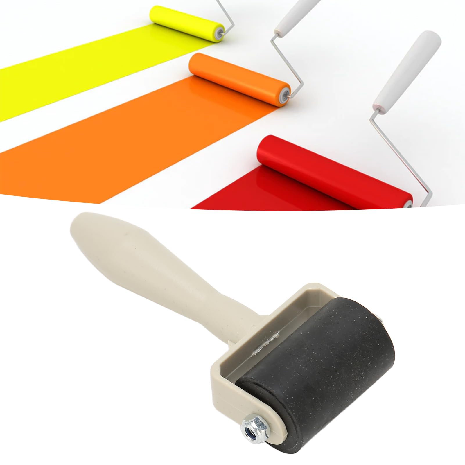 4PCS Rubber Brayer Roller for Printmaking, Art Craft Rubber Ink Roller Tool with Nonslip Plastic Handle Flexible Paint Brush Ink Applicator