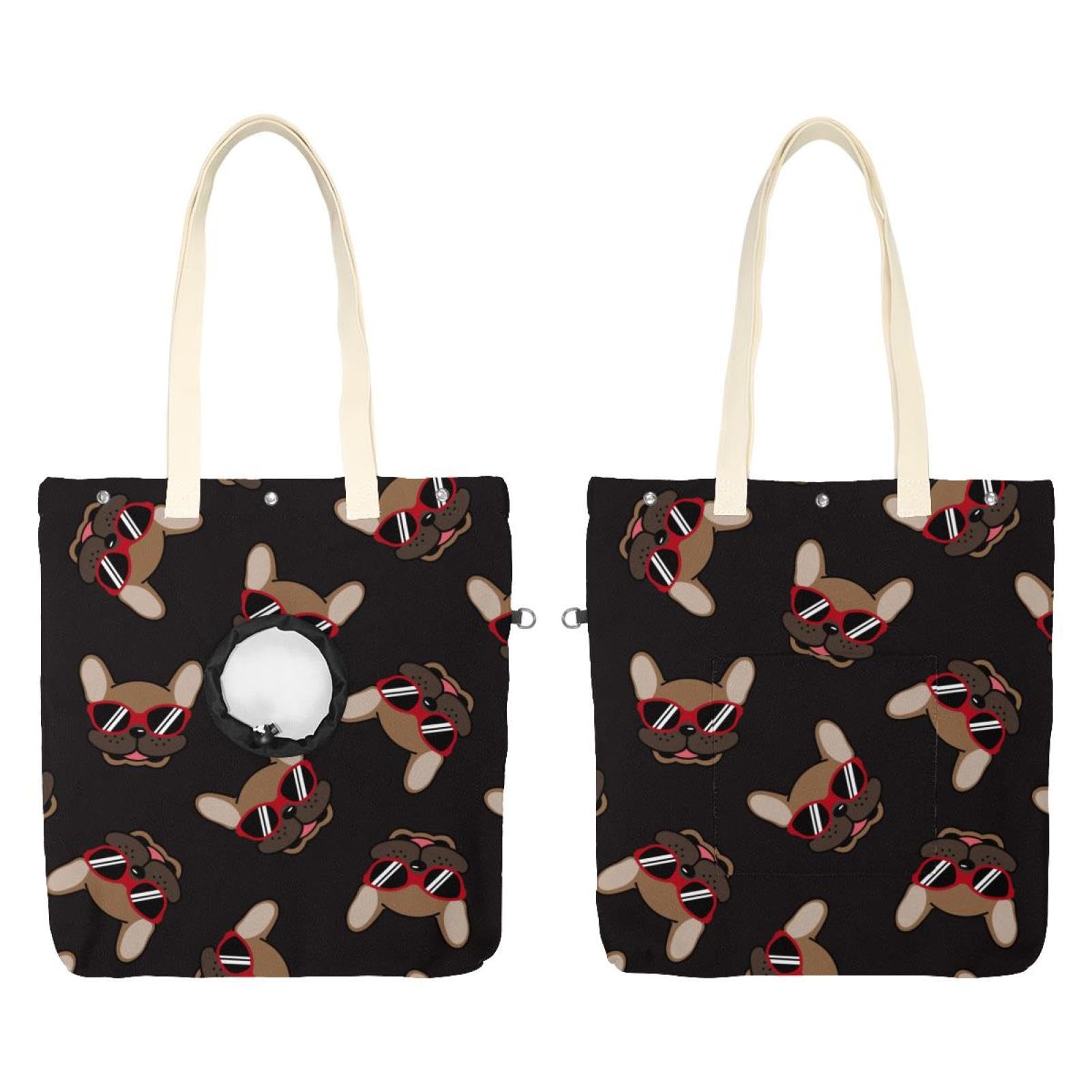 Sac à bandoulière bouledogue français en toile de qualité supérieure pour petit chat