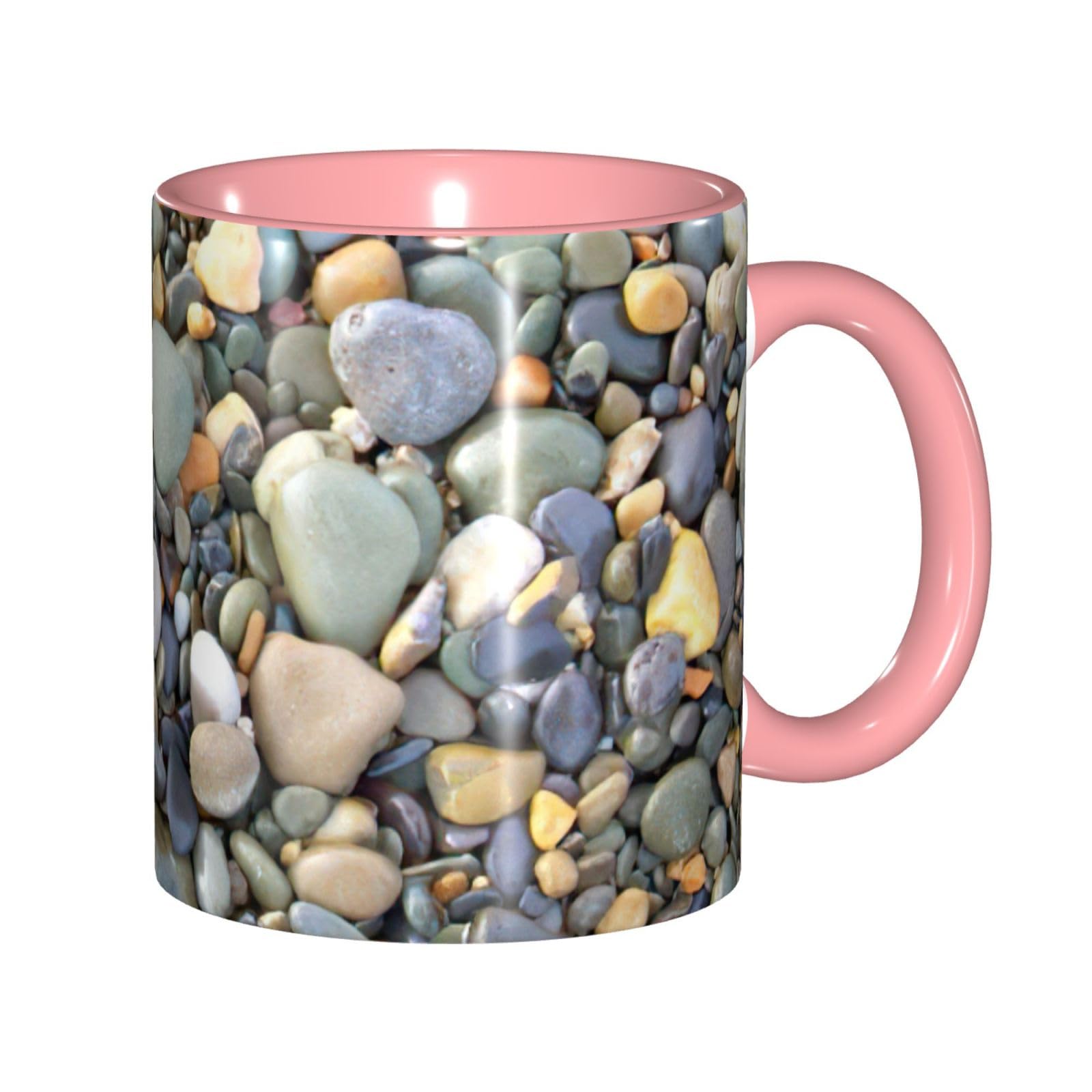 Tasse à café élégante imprimé galets, cadeau idéal pour femme