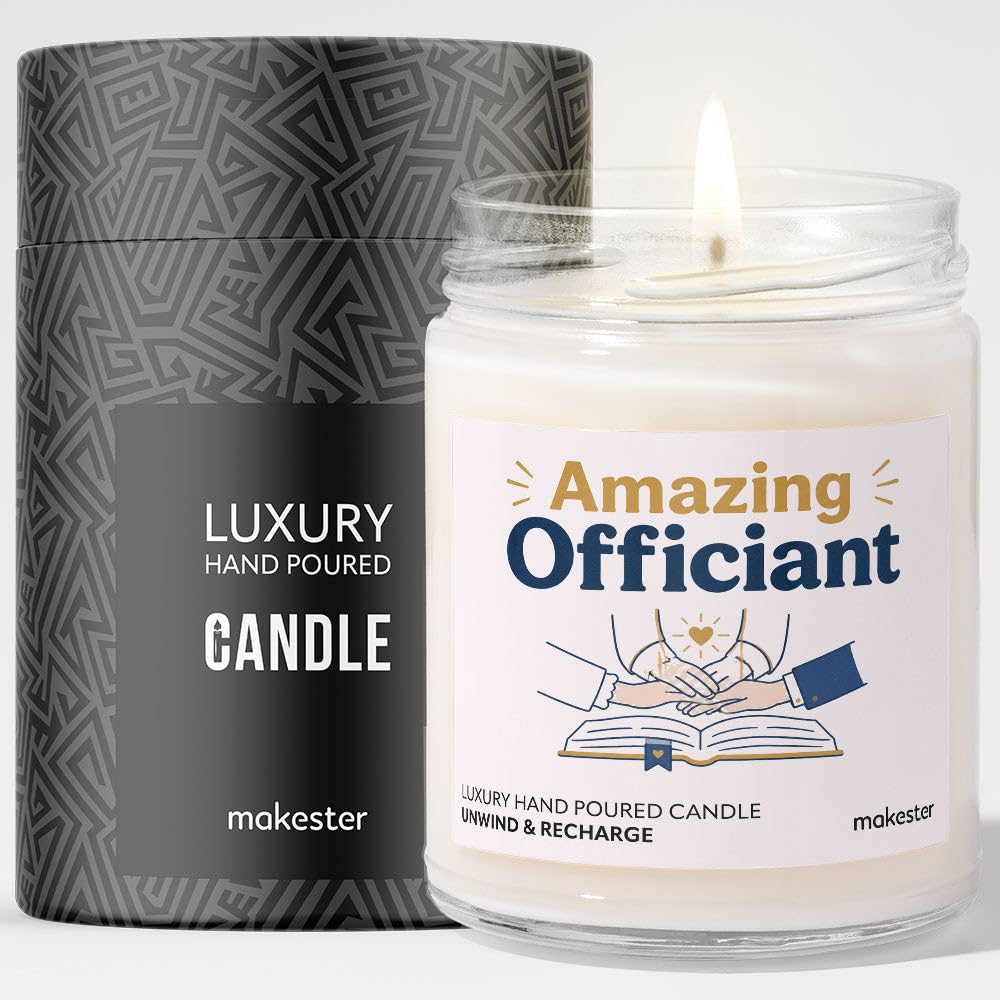 Gift for Officiant of Wedding - Luxury Soy Wax Candle - Vanilla, Jasmine, Sugared Almond - Makester โ image 1