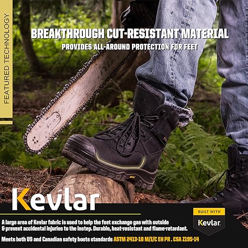 ROCKROOSTER Beaufort CSA Men's Work Boots, 8" Composite Toe Waterproof Black Lace up Leather Construction Boots, Traction Lug Rubber, Metal Free, Cut Resistant, ASTM F2413-18 PR EH, VAK8303