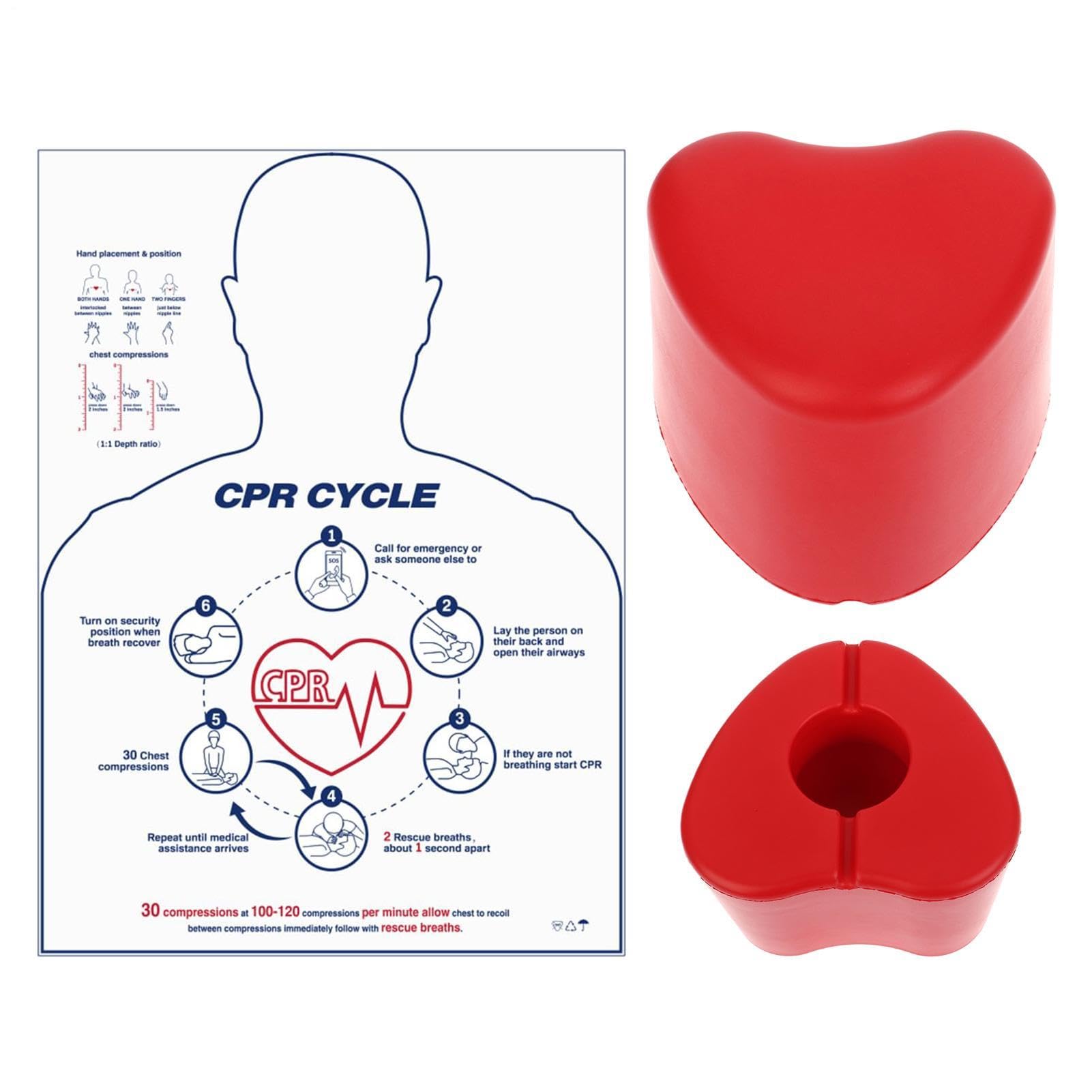 CPR-Trainingsset - Herzförmiges Trainingshilfsmittel für die Herz-Lungen-Wiederbelebung | CPR-Trainingshilfe - für Ausbildung, Studium, Zuhause und medizinisches Fachpersonal