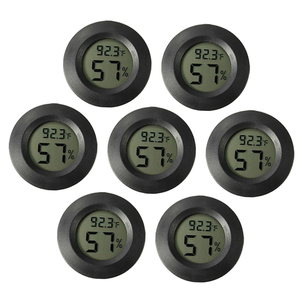 BESTonZON 7Pcs Mini Hygrometer Thermometer Digital Humidity Temperature for Reptile Tank and Incubator Compact Design for Use LCD Display