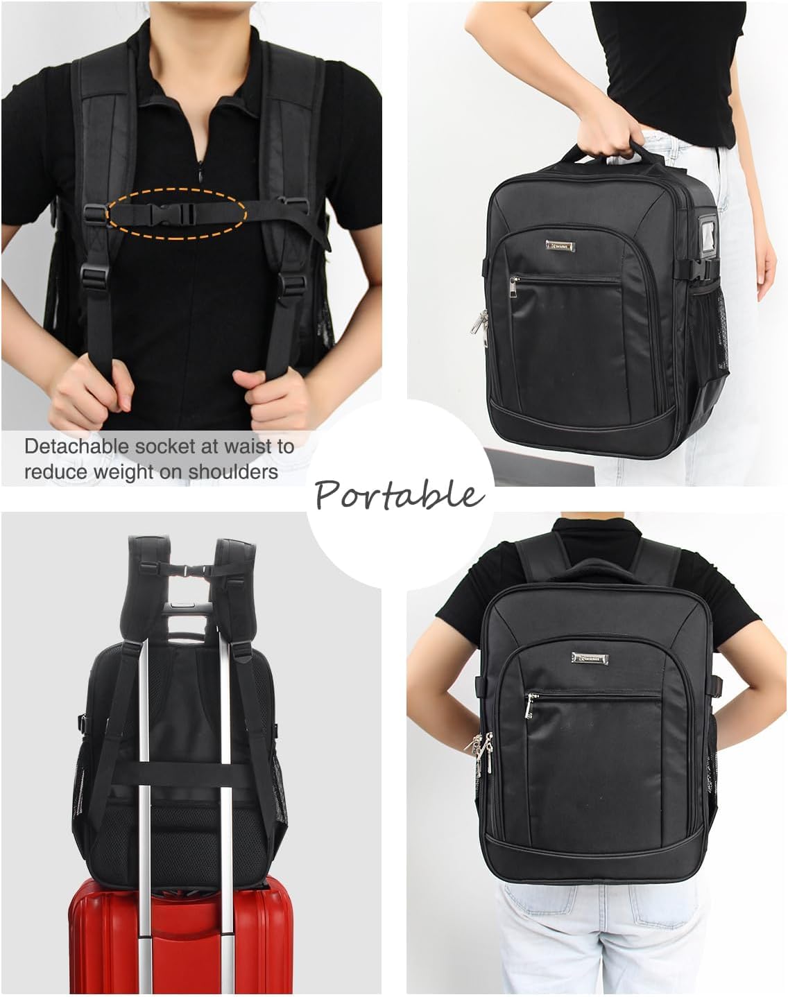 Relavel Sac à dos cosmétique professionnel extra large voyage cosmétique organisateur de rangement double couche grande capacité avec 4 compartiments intérieurs noir