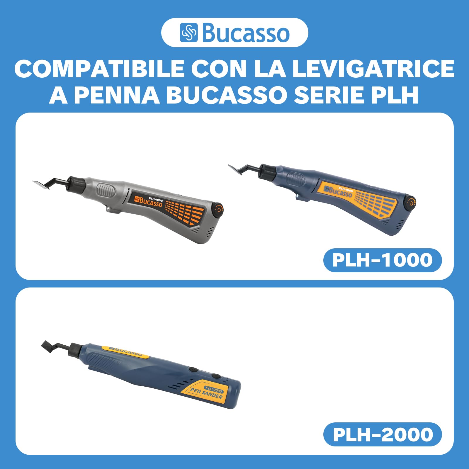 Bucasso Carta abrasiva per levigatrice a penna PLH-1000, PLH-2000, 180/240/400/800/1000 Grane Ciascuno 10 pezzi con ciascuno 20 tamponi