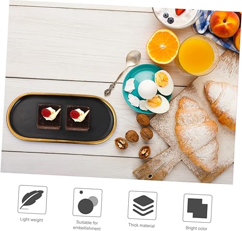 Miniatura 2 de NOLITOY Bandeja de cerámica para joyas, plato de sushi, bandeja de servir color negro, bandeja decorativa para alimentos de cerámica, plato de