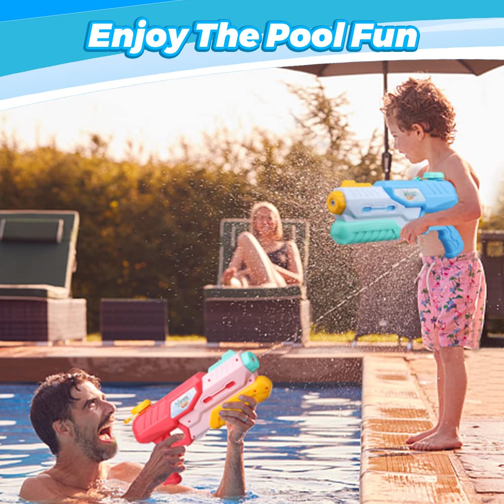 Large Water Guns Toy Set 2 Pack for Kids Adults Cool Water Pistol Squirt for Beach Outdoor Swimimng Pool 1200 CC Water Blaster For Boy Girl Pool Party Favors Supplies Blue - Image 3