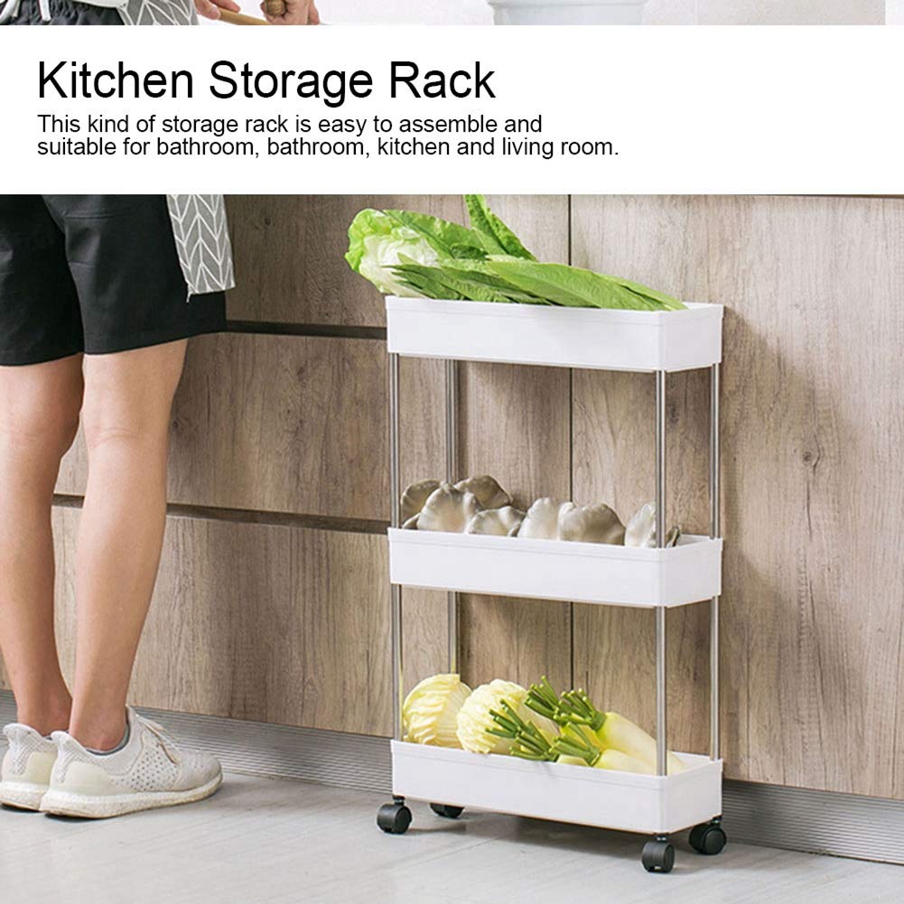 Estante de Almacenamiento, Carrito Organizador móvil para Ahorrar Espacio, para el hogar, Cocina y baño (Estilo clásico [Blanco 3 Capas])