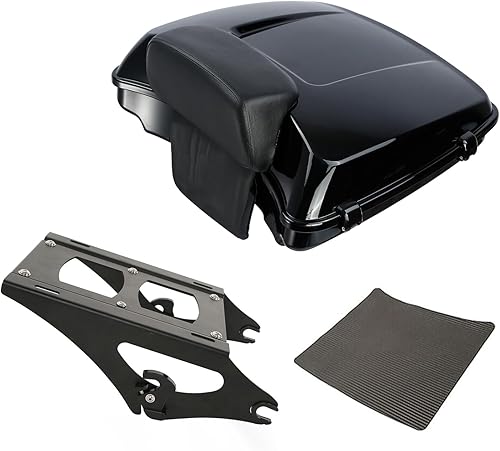 TCT-MOTORPARTS Paquete de maquinilla de afeitar negra de 5.5 pulgadas, soporte para respaldo de maletero para Harley Tour Pack Pak Road Street Glide