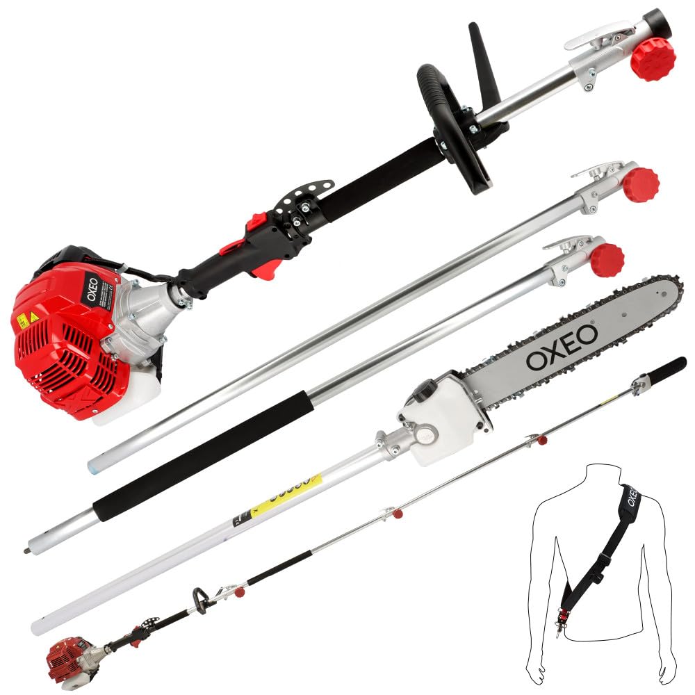Elagueuse thermique sur perche - Moteur 2 temps 52 cm3-2 rallonges extensions - Longueur totale 4.06m - Guide chaîne 30cm