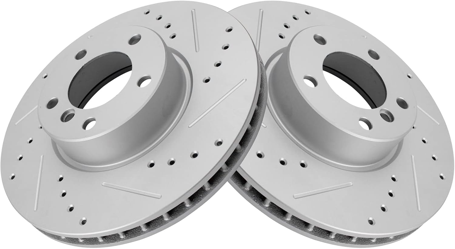 TRQ Front Performance Brake Rotors Set Vented Premium G-Coated Cross Drilled & Slotted Compatible with 2001-2003 BMW 530i 2000-2003 540i