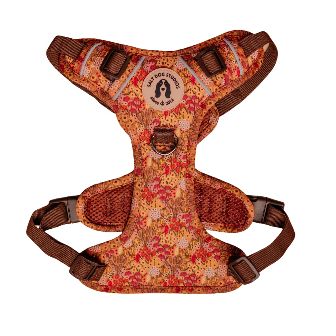Floral Garden Dog Harness, Adjustable Mesh Harness for small, medium & Large Dogs, Lightweight Comfortable Harness with Front & Back D-Rings by Salt Dog Studios (Wildflower Meadow, Small)