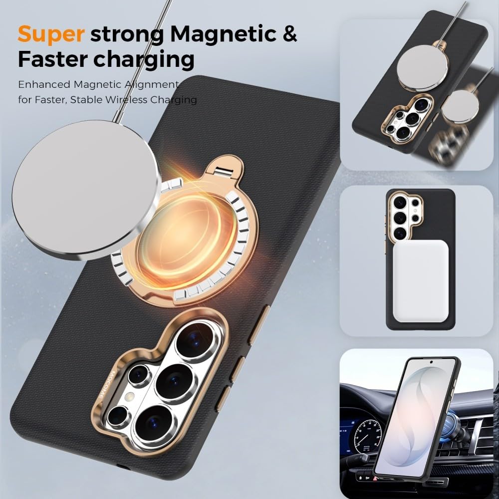 Generic etui kompatybilne z Samsung Galaxy S25 (kolor: fioletowy) magnetyczne etui z obrotowym pierścieniem pokrowiec ze stojakiem skórzane silikonowe etui na tył