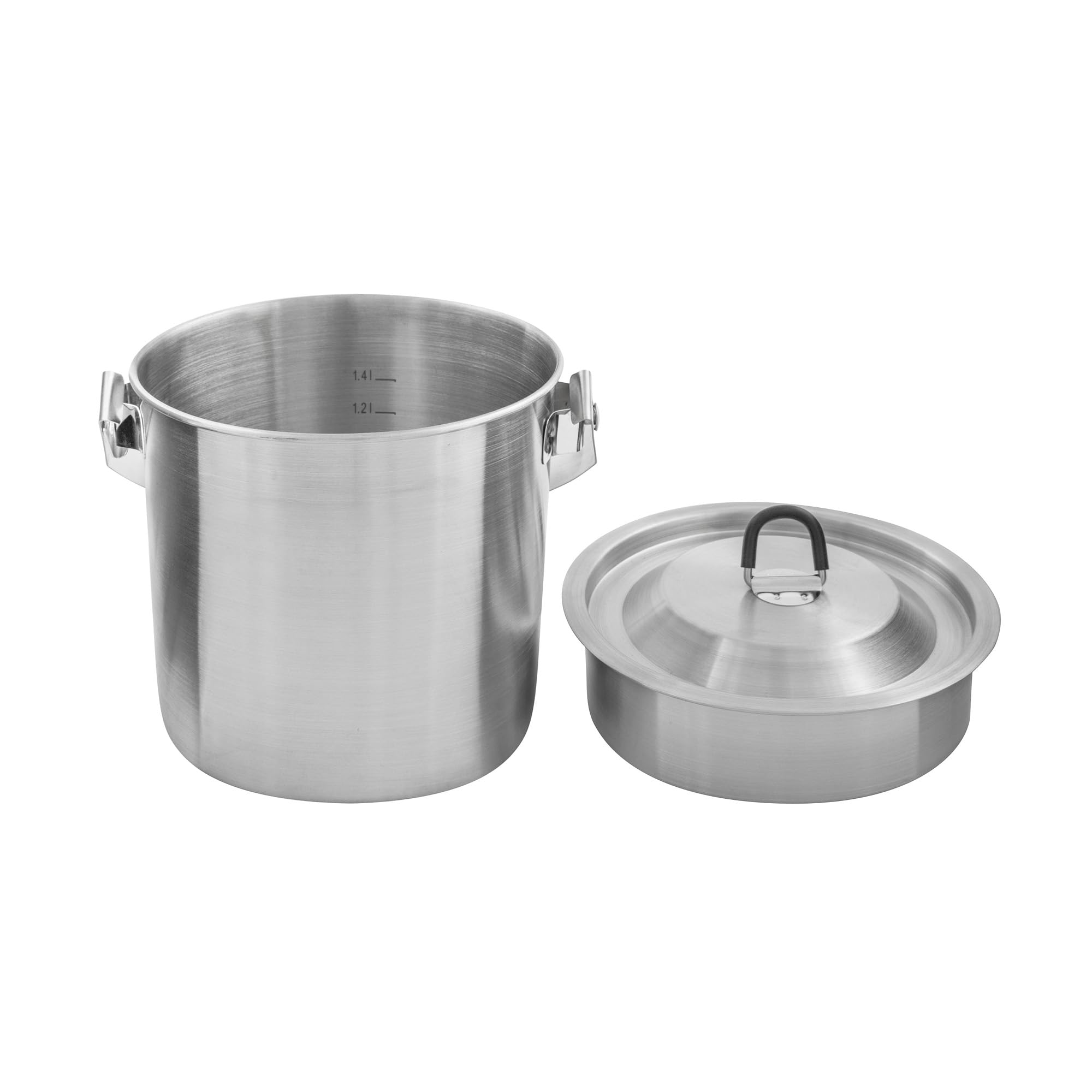 Tatonka Pot Set BC 1,4 l – Pentola alta per esterni in acciaio inox con ciotola utilizzabile, staffa per appendere, scala volumetrica e coperchio – 1,4 litri – Ø 13 x 13,5 cm