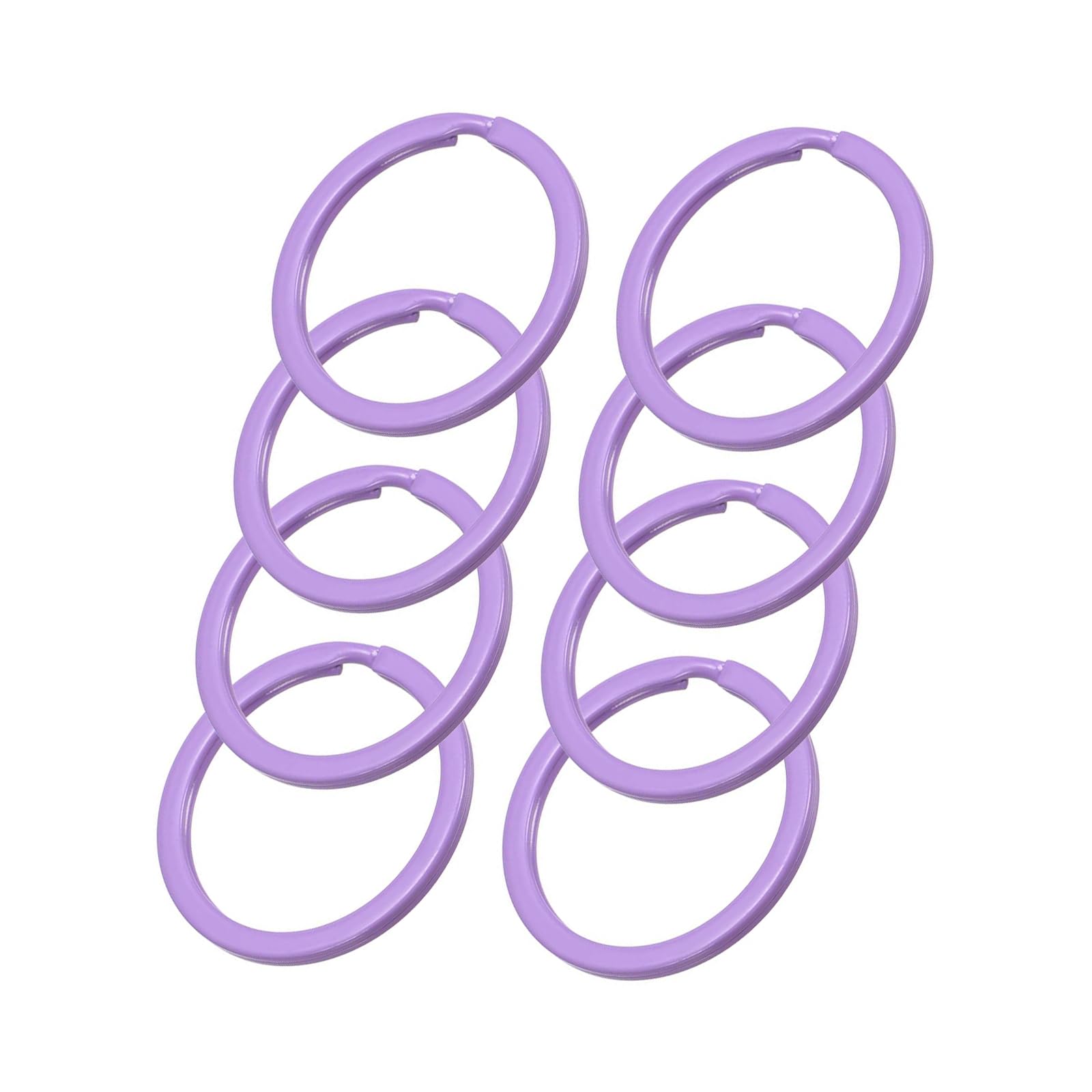 Unifizz 30mm Colourful Split Key Rings, 8Pcs Flat Round Metal Keychain Rings for Key Organisation, Crafting, Tags & DIY Accessories,Purple
