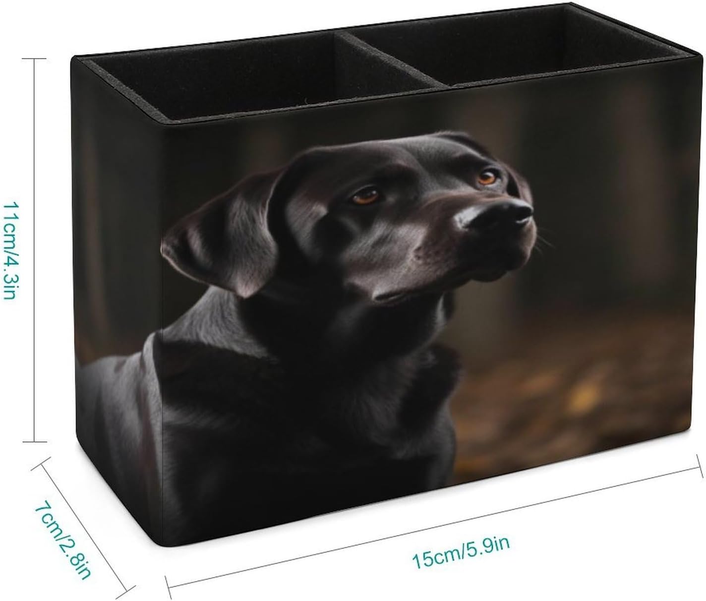 Rectangle Pen Holder Black Labrador Desk Organizer Pencil Cup image 2