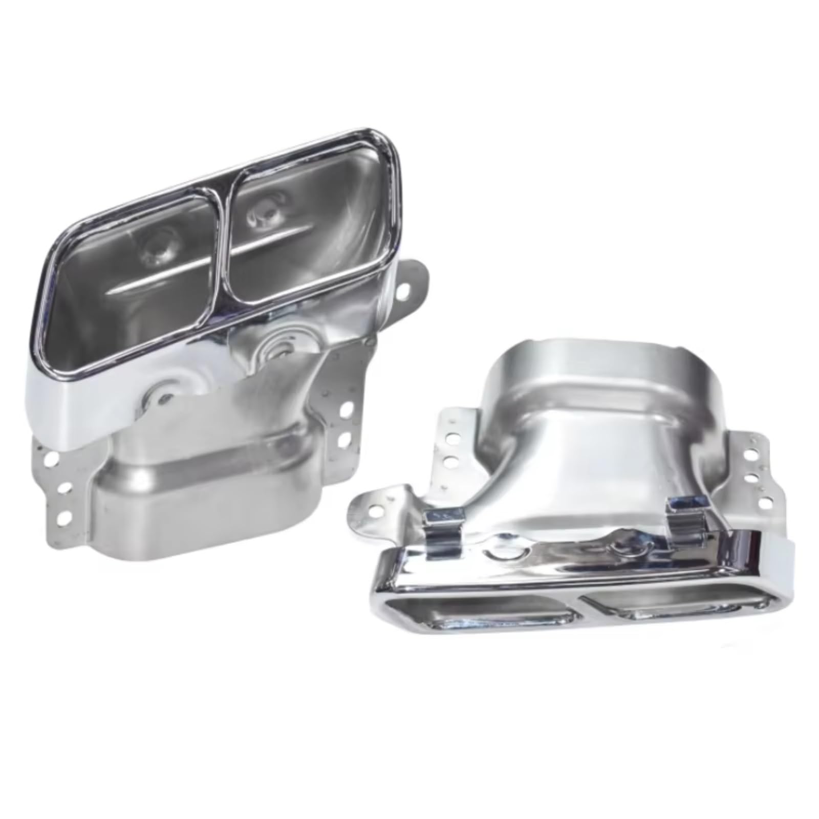 Terminales de escape para Benz CLA45 GLA45 de acero inoxidable con boquilla cuadrada plata 6