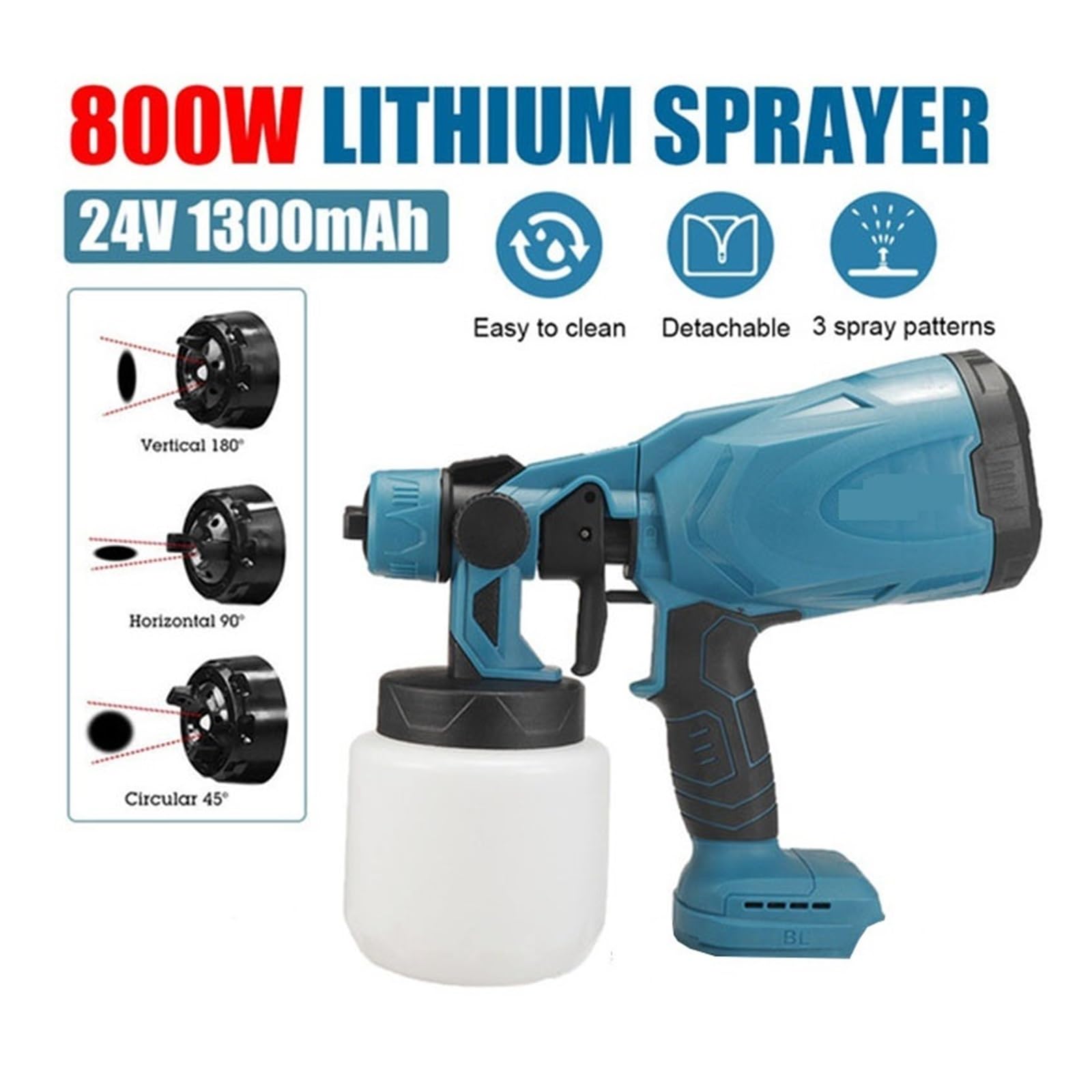 Zestaw pistoletów natryskowych 800ml bezprzewodowy elektryczny pistolet do malowania natryskowego dezynfekcja gospodarstwa domowego sterylizacja przenośny opryskiwacz do akumulatora 18V(1x5.0Ah Carton