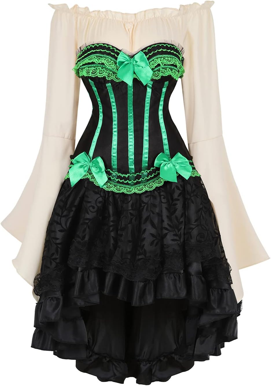 Grebrafan Women Corset Skirt Vintage Palace Jacquard Bustier Skirts Set