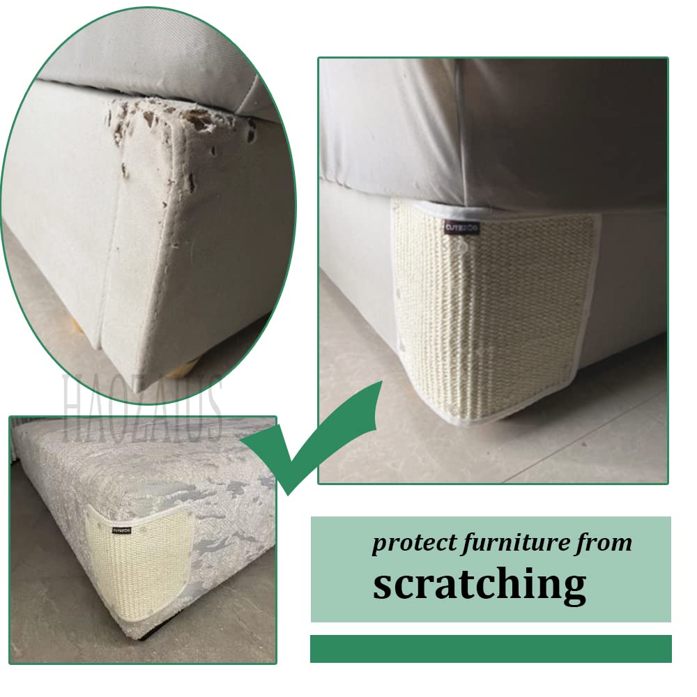 2PCS Cat Scratcher Mat Sofa Protector Natural Sisal Cat Scratching Mat Cat Scratch Couch Bed Corner Cover Heavy Duty Couch Guard Easy Installation Scratch Pad Grinding Claws(Beige Small) 1