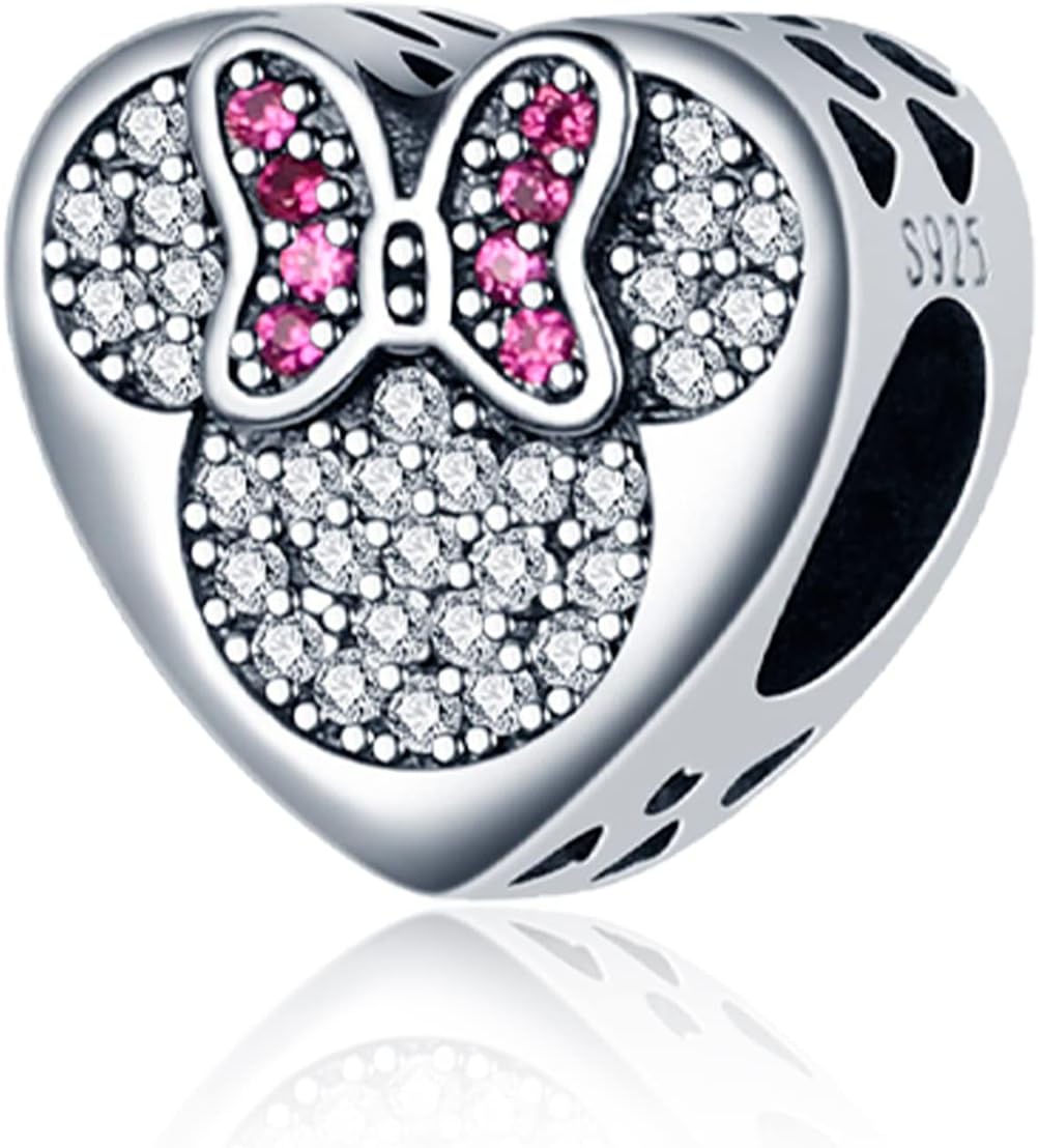 Cartoon Mouse Charms 925 Sterling Silver Dangle Beads for Bracelets and Necklaces Jewelry for Women