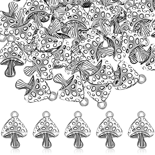 60 Pieces Mushroom Charms Antique Silver Mushroom Charms Mushroom Beads Mushroom Charms Pendants for Jewelry Making Jewelry Findings Making Accessories for DIY Crafting Earring Necklace Bracelet