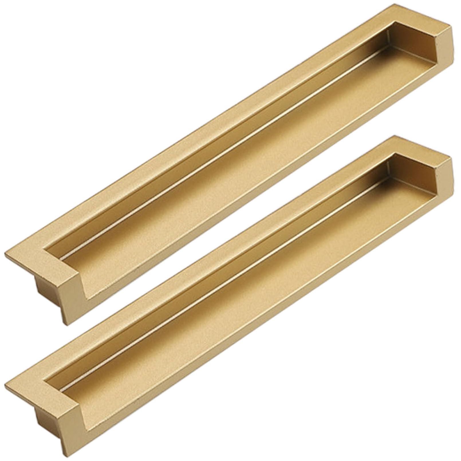 XIAODANHUA Furniture Handles 2 Pcs Gold Kitchen Door Pulls Invisibility Bathroom Cabinet Handles with Screws Zinc Alloy Drawer Pull Handles (Hole Distance 96mm)