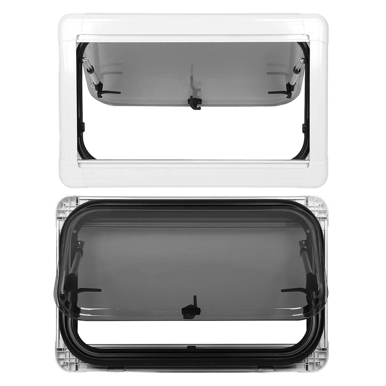 Fenêtre de Sortie Externe RV Push Out Fenêtre 700x450mm Double Couche Isolation de Chaleur, avec Rideau de confidentialité Net, pour la Modification du Camping-car