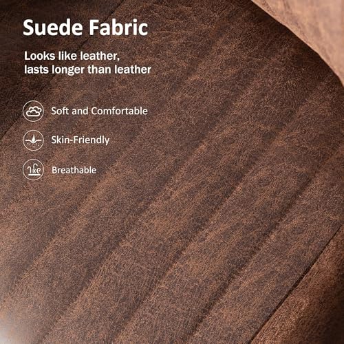 Image of Mid Back Home Office Chair, Mid Century Modern Leather Computer Desk Chair, Comfy Executive Rolling Swivel Task Chair with Wheels Armrest Height Adjustable,Dark Brown