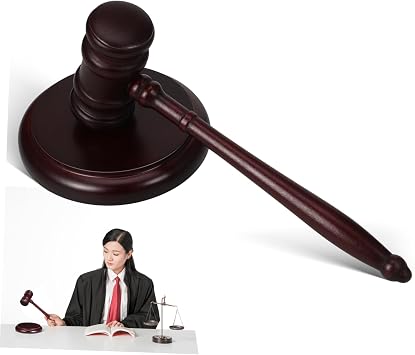 Operitacx Wooden Auction Hammer and Gavel with Sound Block 4.72 Inch for Courtroom Judges Meetings Legal Proceedings
