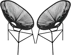 Kit 2 Cadeiras Fibra Sintetica,áRea Externa,PáTio(Preto)
