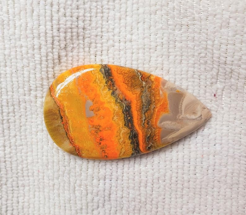 Jaspe d'abeille cabochon plat 55mm pour réussir vos sertissages de colliers - 3