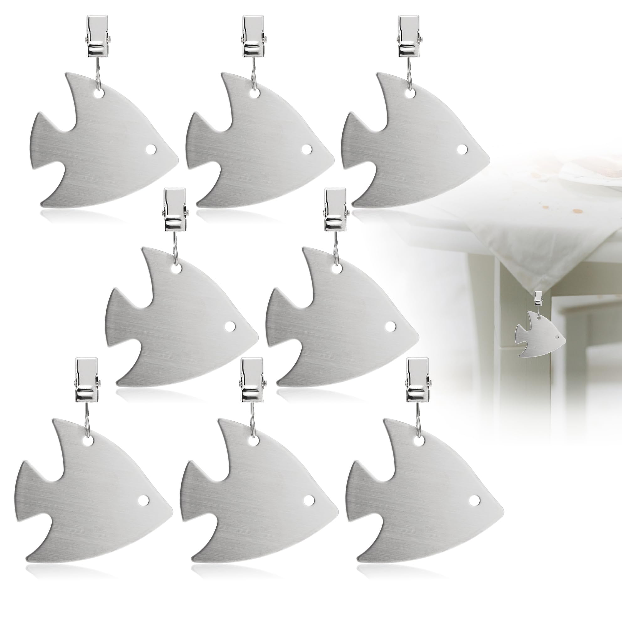 com-four® 8x pesi tovaglia acciaio inox, fermagli pesanti, clip fissaggio tavolo, accessori interno esterno