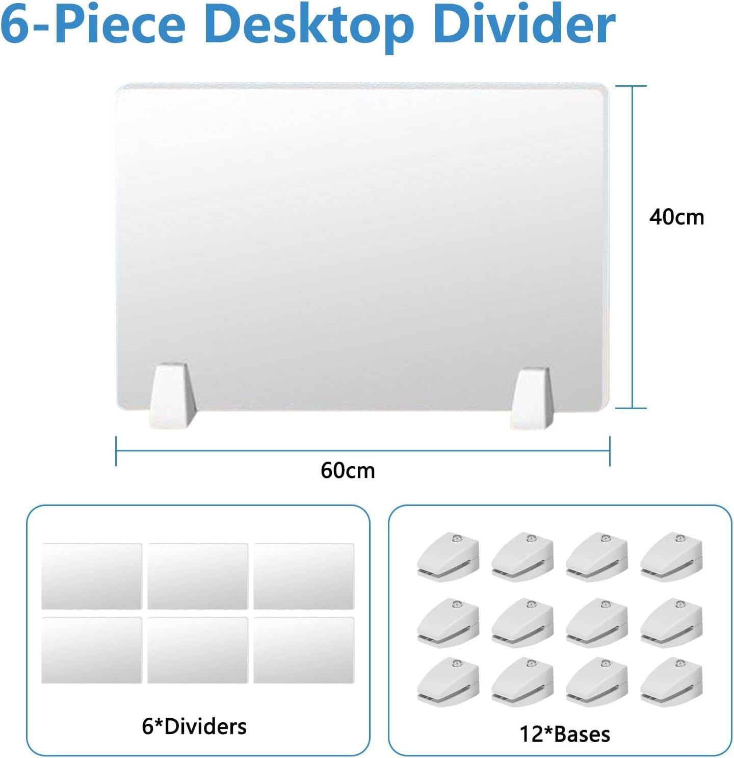 6 Stück Schreibtisch Sichtschutz, 60x40 cm PVC Desktop Sichtschutz, Büro Tischtrennwand, Prüfungs- & Exam Desk Divider, Leicht & Einfache Montage