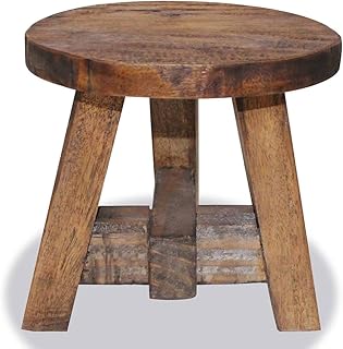 AYNEFY Wood Stool, Reclaimed Wood Round Chair Solid Reclaimed Wood Step Stool for Kids Adult Foot Stool 7.9" x 7.9" x 9.1"