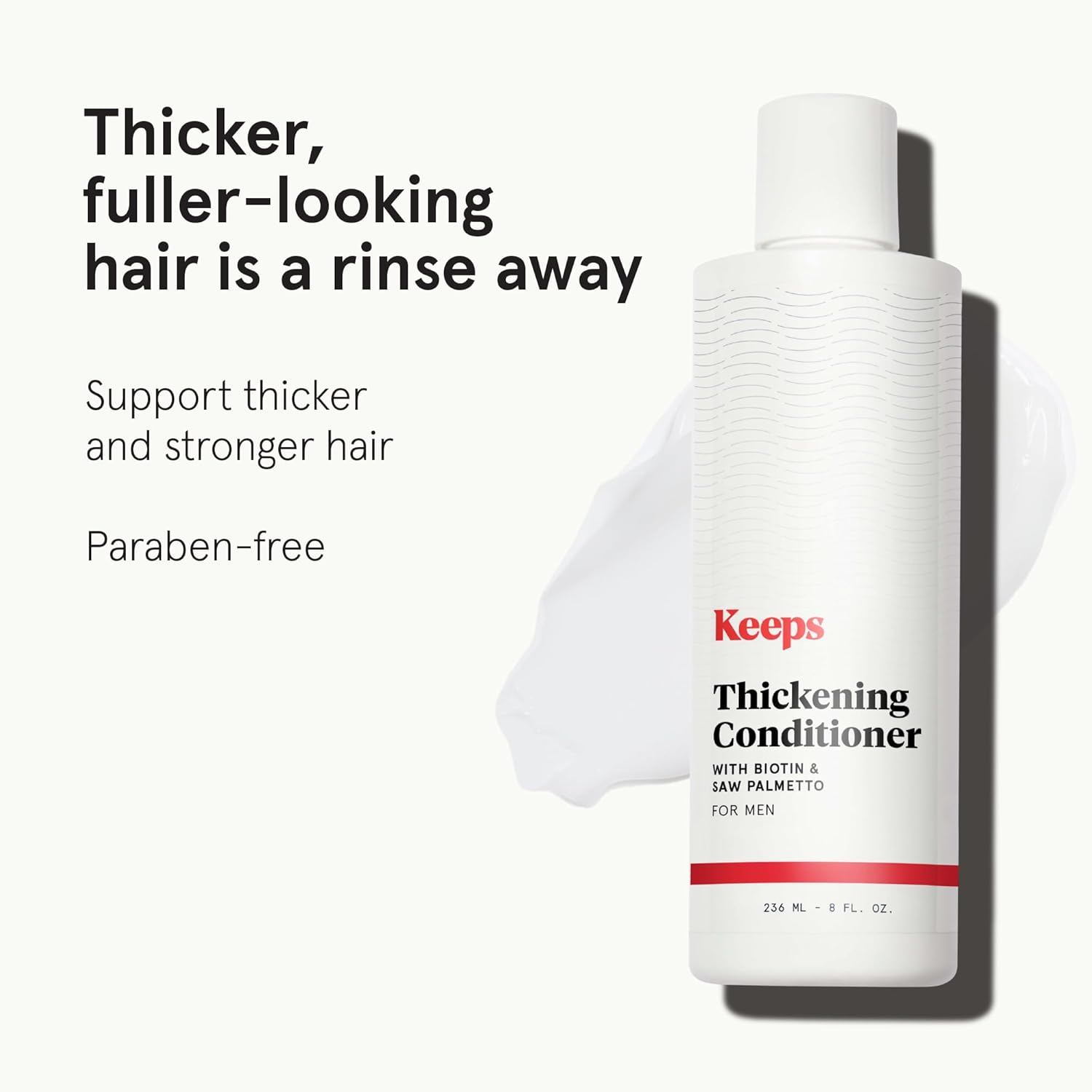 Keeps Hair Regrowth Treatment Mens Conditioner for Fuller, Thicker Looking Hair, 8 oz - Thinning and Hair Growth Conditioner for Men - DHT Blocker - Infused with Biotin, Caffeine, & Saw Palmetto - Image 2