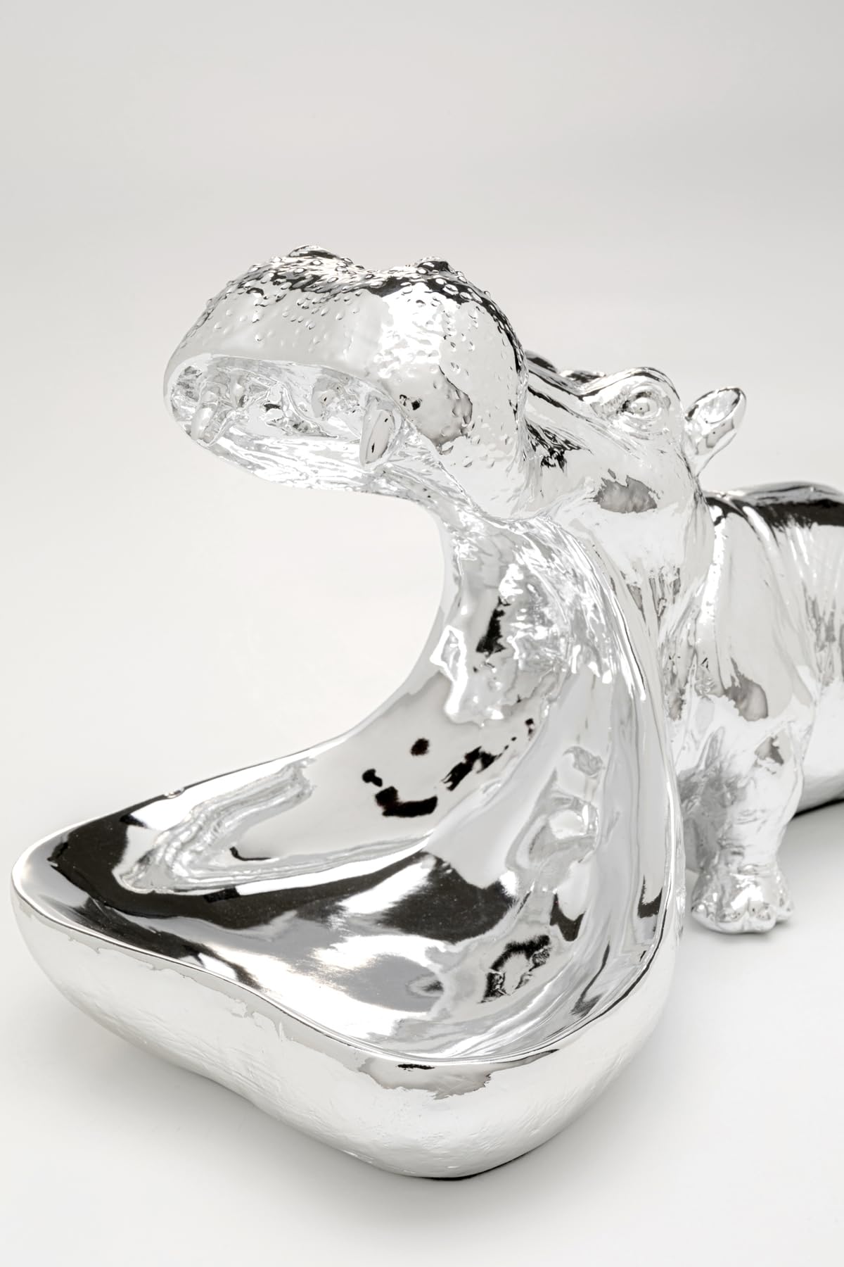 Kare Design figura decorativa Hungry Hippo, argento, 27 cm, idea regalo