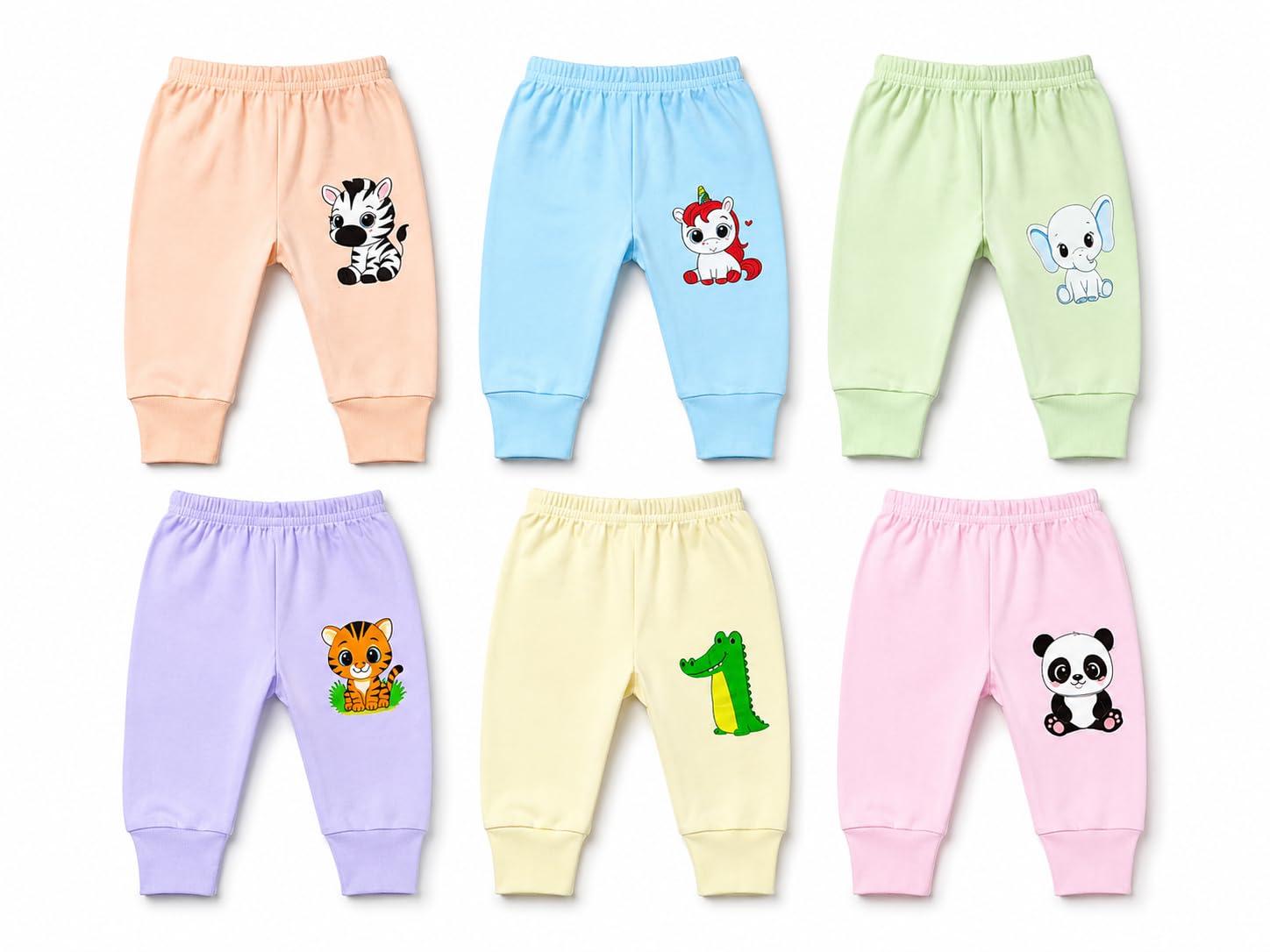 Baby Jogger Pants Pack of 6, Elastic Waist, Animal Print-image-0