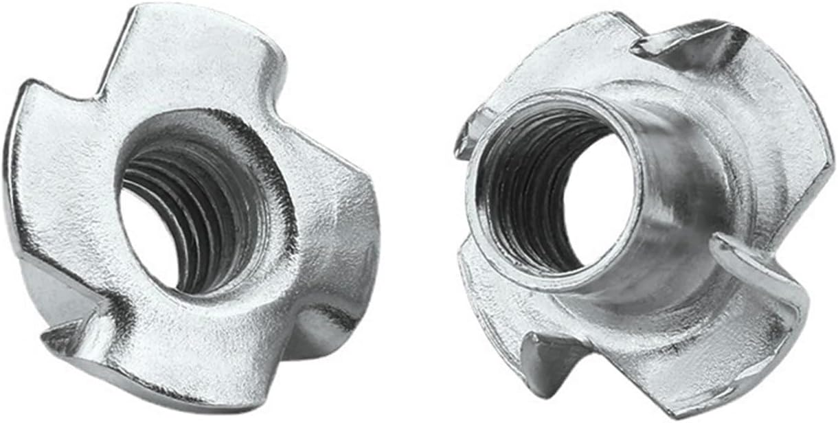 T-Nuts,Four Claws Nut, M3 M4 M5 M6 M8 M10 Four Claws Nut T-nut Blind Pronged Insert T-Nut for Wood Furniture Hardware(50pcs,M3)