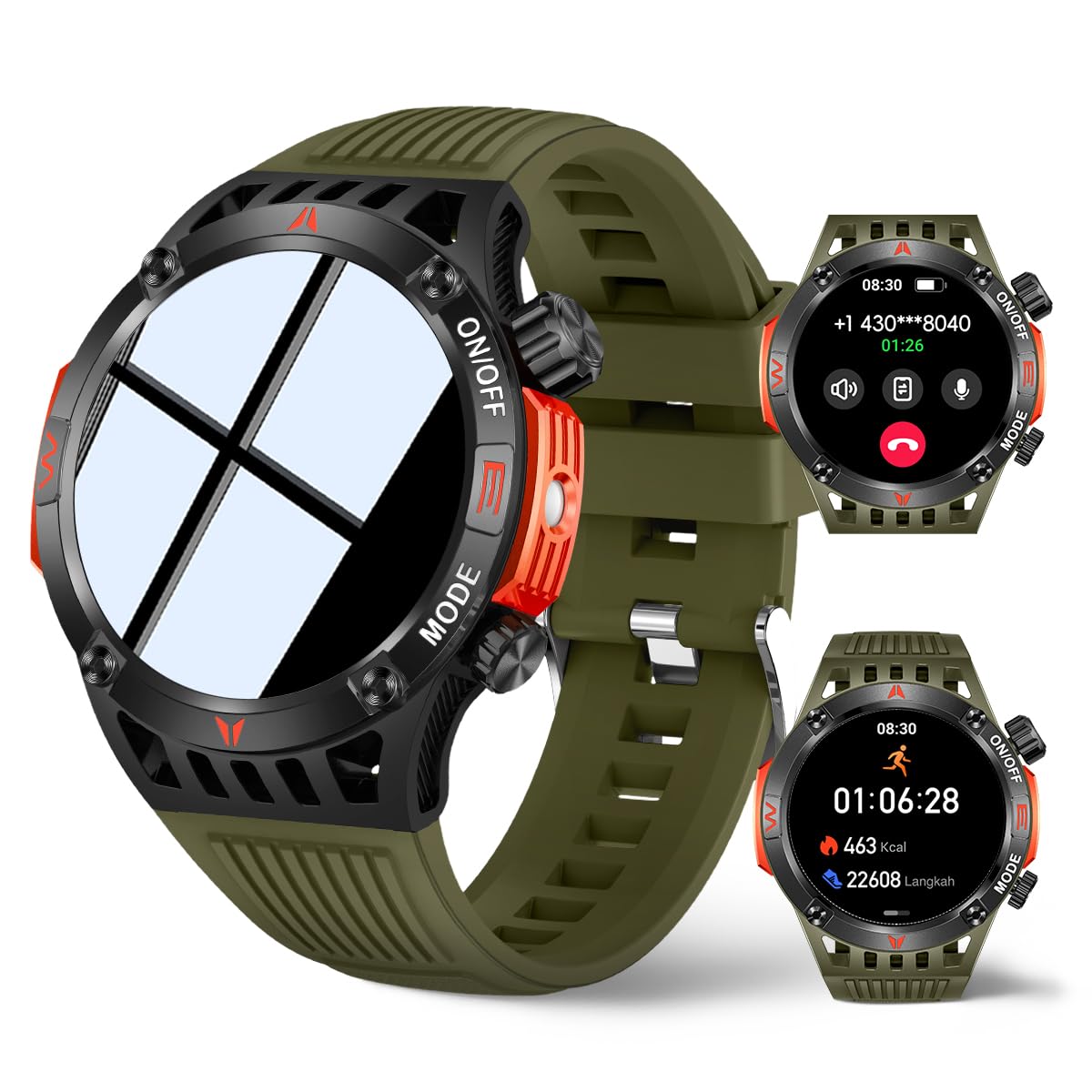 QTLLBT Sports Smart Watch Answer Call LED Flashlight Compass 500 Online Watch Faces SOS Pedometer Android iOS Mens