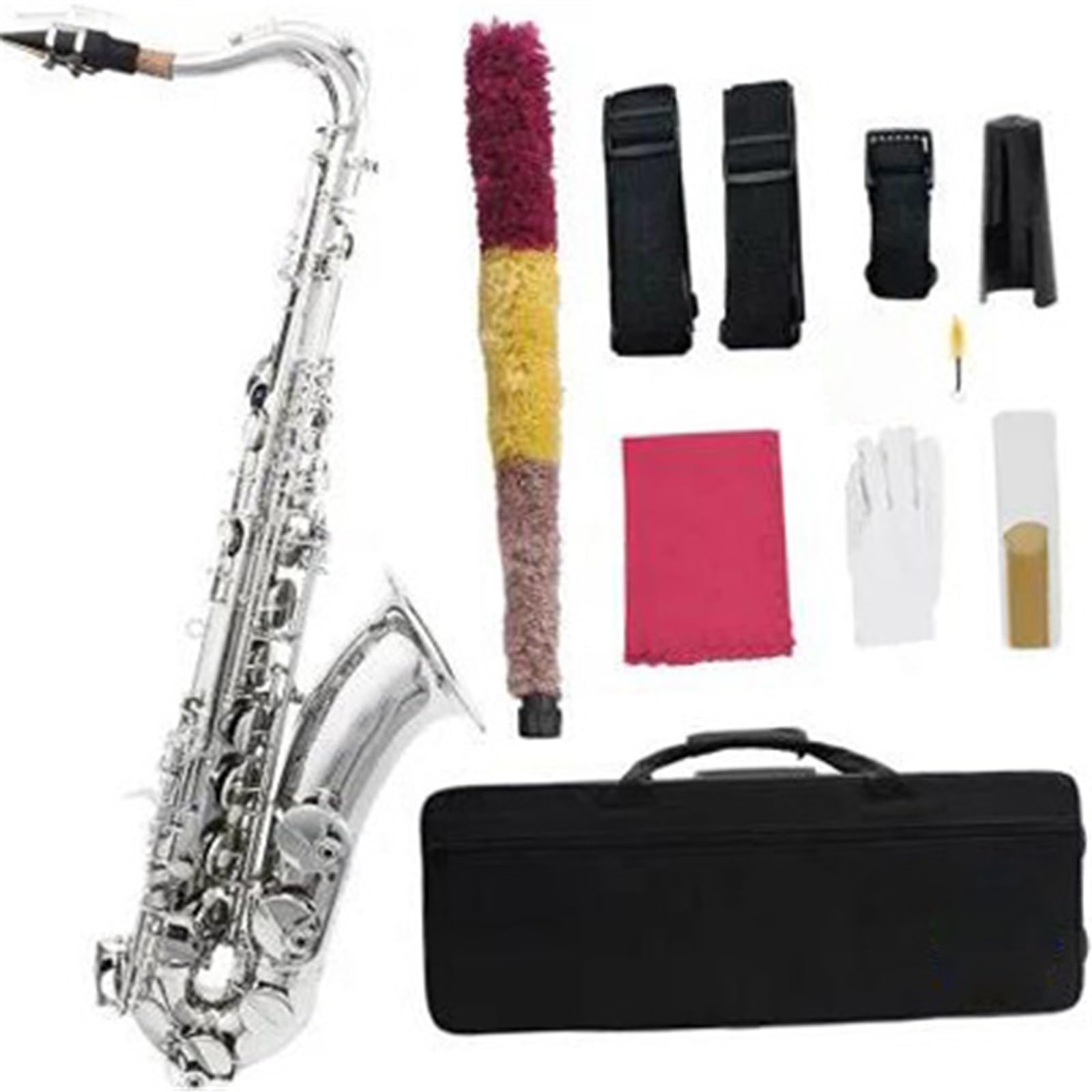 Saksofony dla początkujących Saksofon tenorowy profesjonalny Bb Instrument z korpusem blaszanym(Sliver)