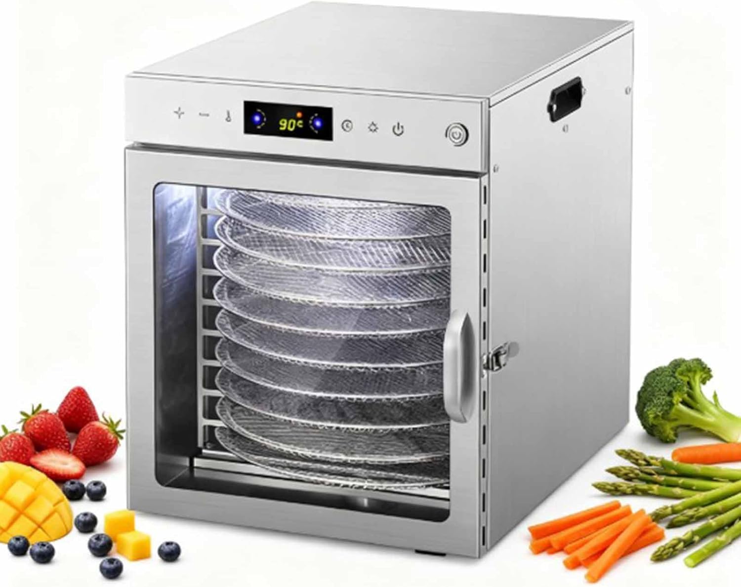 Vegetable Meat Drying Machine, Small Household Food Dryer 35.50× 47.50×43.50 Cm Rotary Adjustable Temperature Electric Fruits Dehydrator Suitable for Food Processing Plants,220V