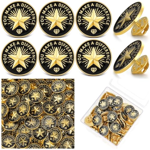 Yunlly 100 Pcs Employee of The Month Lapel Pins Recognition Employee Star Appreciation Enamel Pins Team Gift for Team Staff Volunteer Nurse Teacher Coworkers Award(Make A Difference)