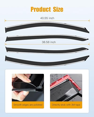 Miniatura 3 de ROADFAR Se adapta a Honda 2013-2017 para Accord Sedan de policarbonato para ventana, montaje exterior, deflector de ventana, protector de lluvia,