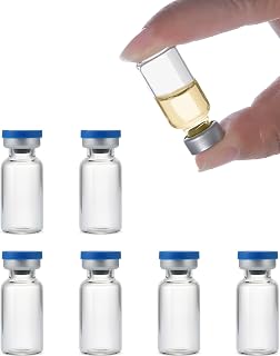 3ml Glass Vials for Injections, Self-Healing Injection Port, Sterile Empty Vials for Injections with Sealed Cap (50 Pack)