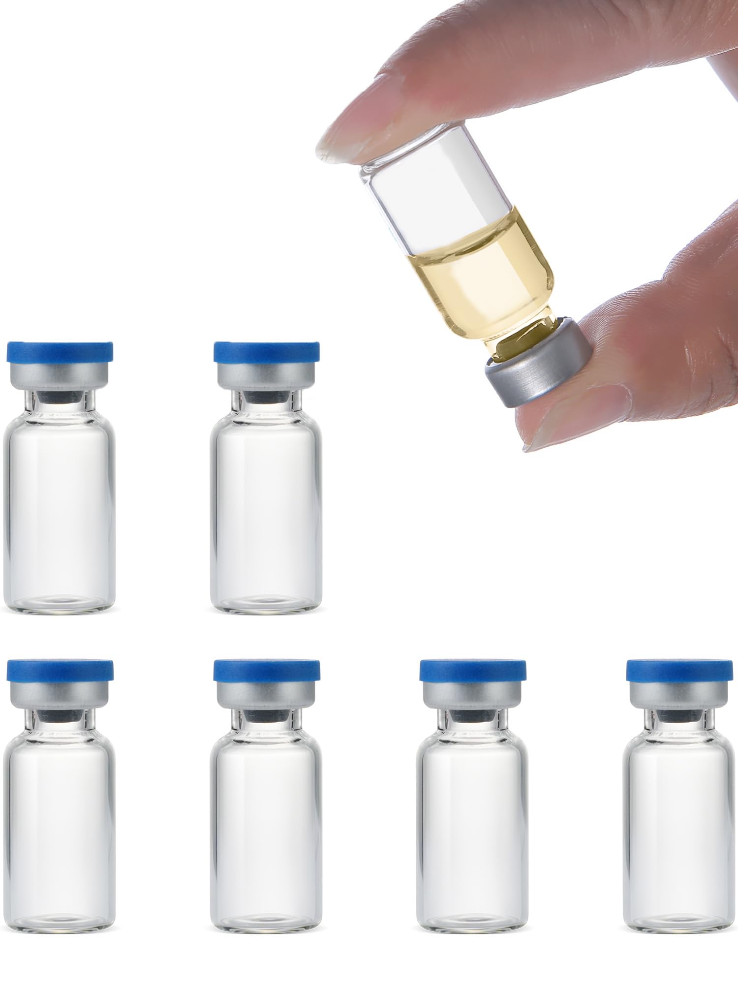 3ml Glass Vials for Injections, Self-Healing Injection Port, Sterile Empty Vials for Injections with Sealed Cap (50 Pack)