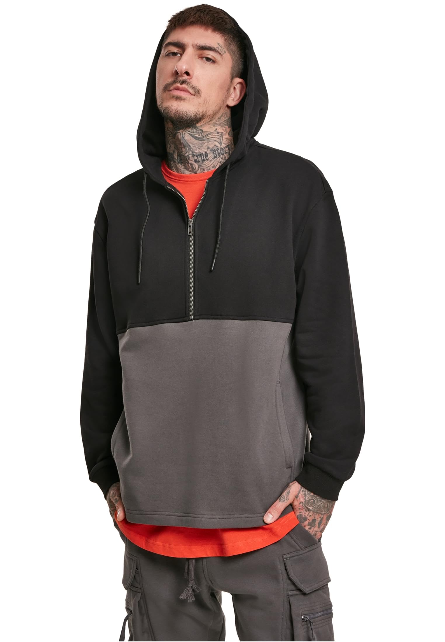 Urban Classics Men's Kapuzen-Pullover Relaxed Half Zip Hoodie Sweatshirt Hooded, Dark Shadow, M