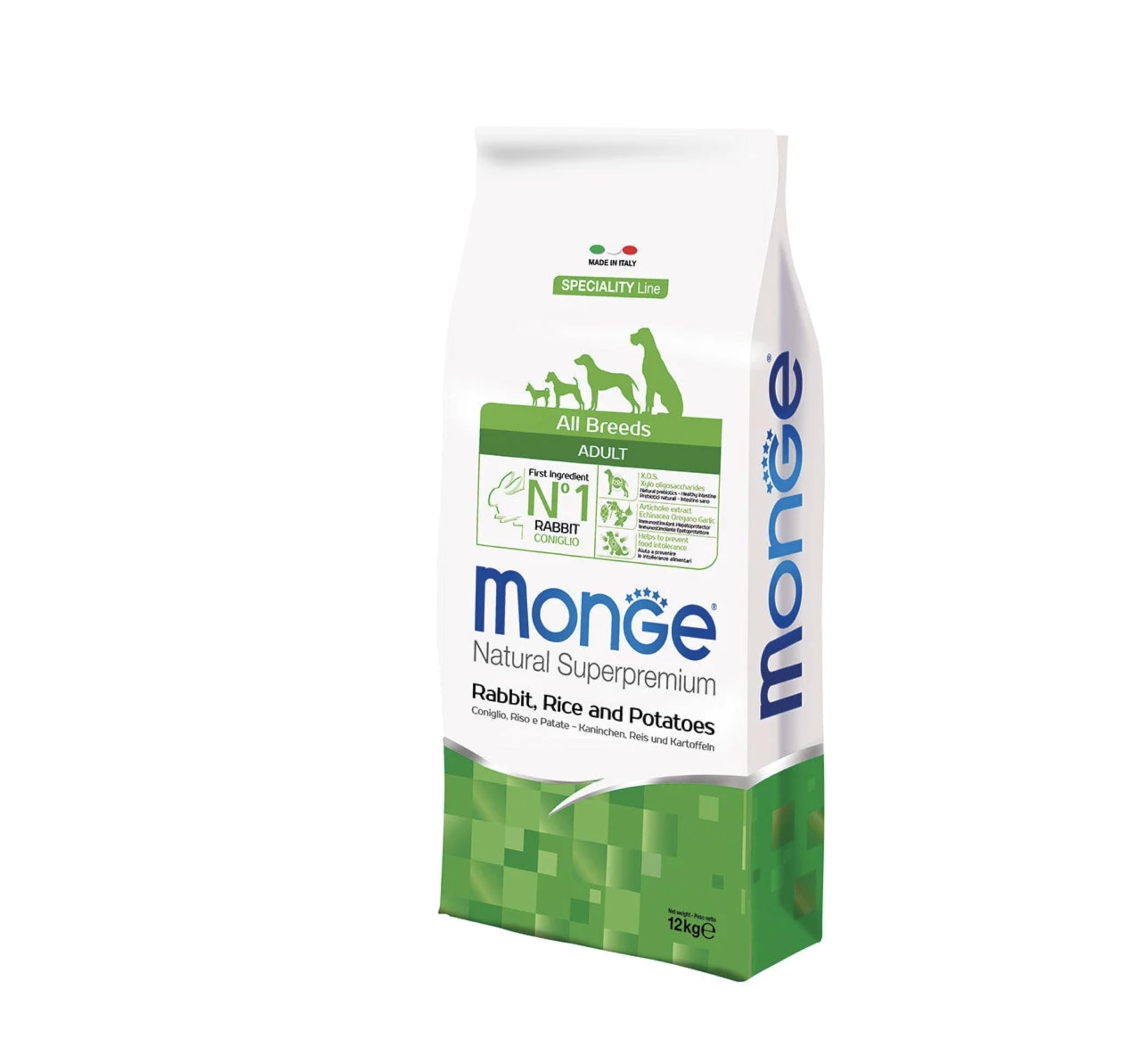Monge Natural Superpremium Cibo per Cani Adult All Breeds Monoproteico con Coniglio, Riso e Patate 12 kg